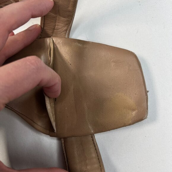 Gia Borghini Pernille Teisbaek Two-Band Puffy Slide Sandals Tan Leather 39.5 - Picture 12 of 16